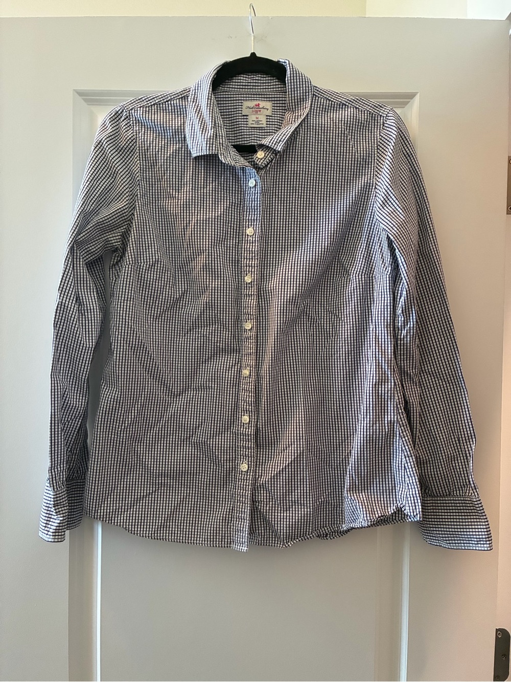 J. Crew Navy and White Gingham Button-Down Shirt